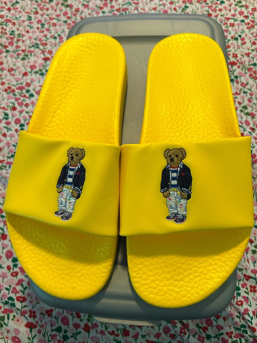 Polo by Ralph Lauren Yellow Bear Slide Sandals